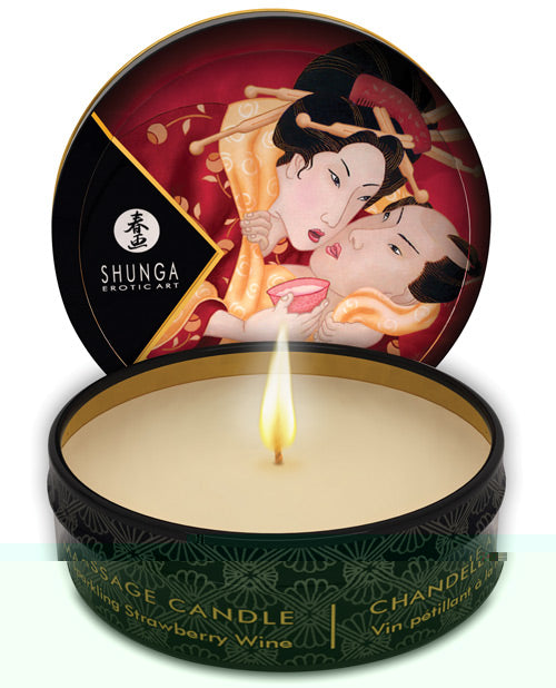 Shunga Romance Mini Candlelight Massage Candle - 1 oz Sparkling Strawberry Wine