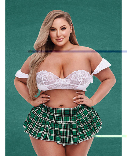 Teacher's Pet Schoolgirl Bustier & Skirt Green/White QN