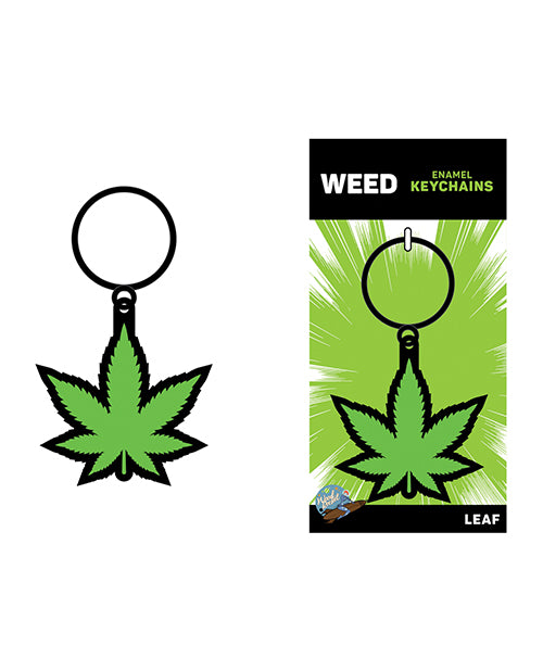 Wood Rocket Weed Pot Leaf Keychain - Green