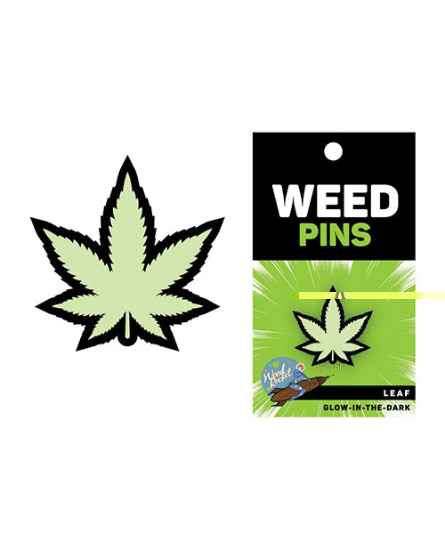 Wood Rocket Weed Pot Leaf Pin - Glow in the Dark