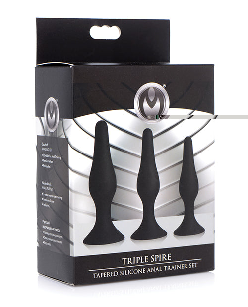 Master Series Triple Tapered Silicone Anal Trainer - Black Set of 3