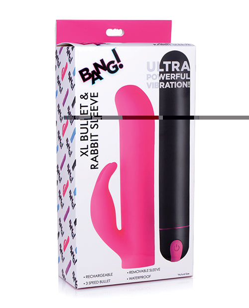 Bang! XL Bullet & Rabbit Silicone Sleeve - Pink