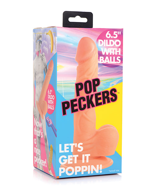 Pop Peckers 6.5" Dildo w/Balls - Light