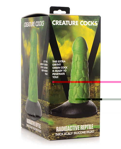 Creature Cocks Radioactive Reptile Thick Scaly Silicone Dildo - Green/Black