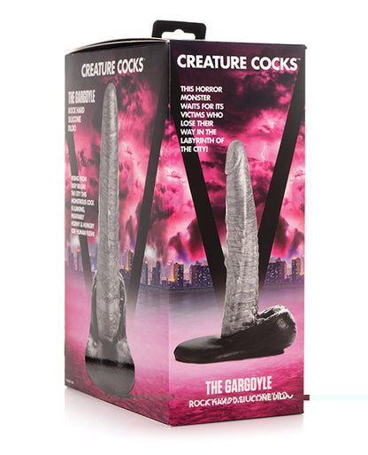 Creature Cocks The Gargoyle Rock Hard Silicone Dildo - Silver/Black