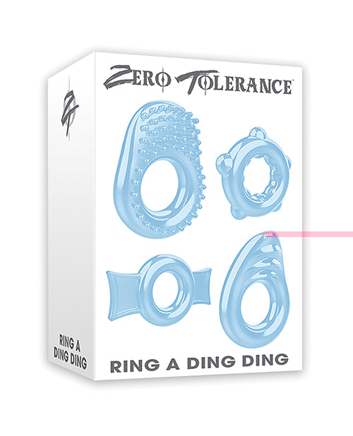 Zero Tolerance Ring a Ding Ding Set of 4 Cock Rings - Blue